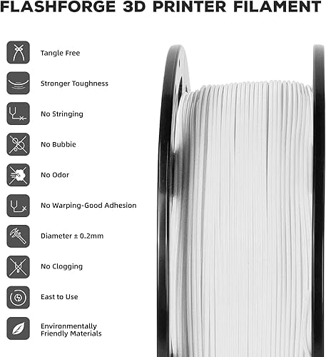 Miniatura 2 de Flashforge Filamento para impresora 3D de 0.07pulgadas  1.75 mm, filamentos para impresora 3D, 2.2libras (1 Kg.), precisión dimensional de carrete