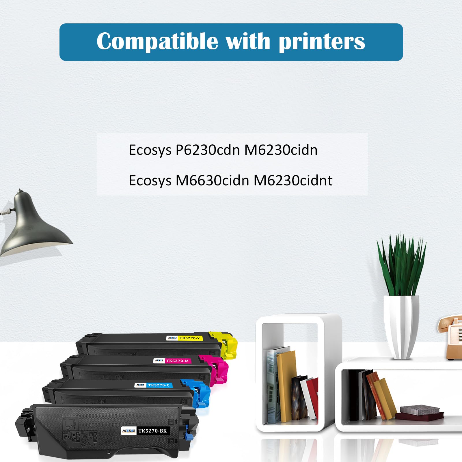 4 opakowania kompatybilnych tonerów TK5270 TK-5270 do Kyocera Ecosys P6230cdn M6230cidn M6630cidn M6230cidn M6230cidnt drukarki 12000 stron do TK5270K 600 stron 5270M TK5270Y