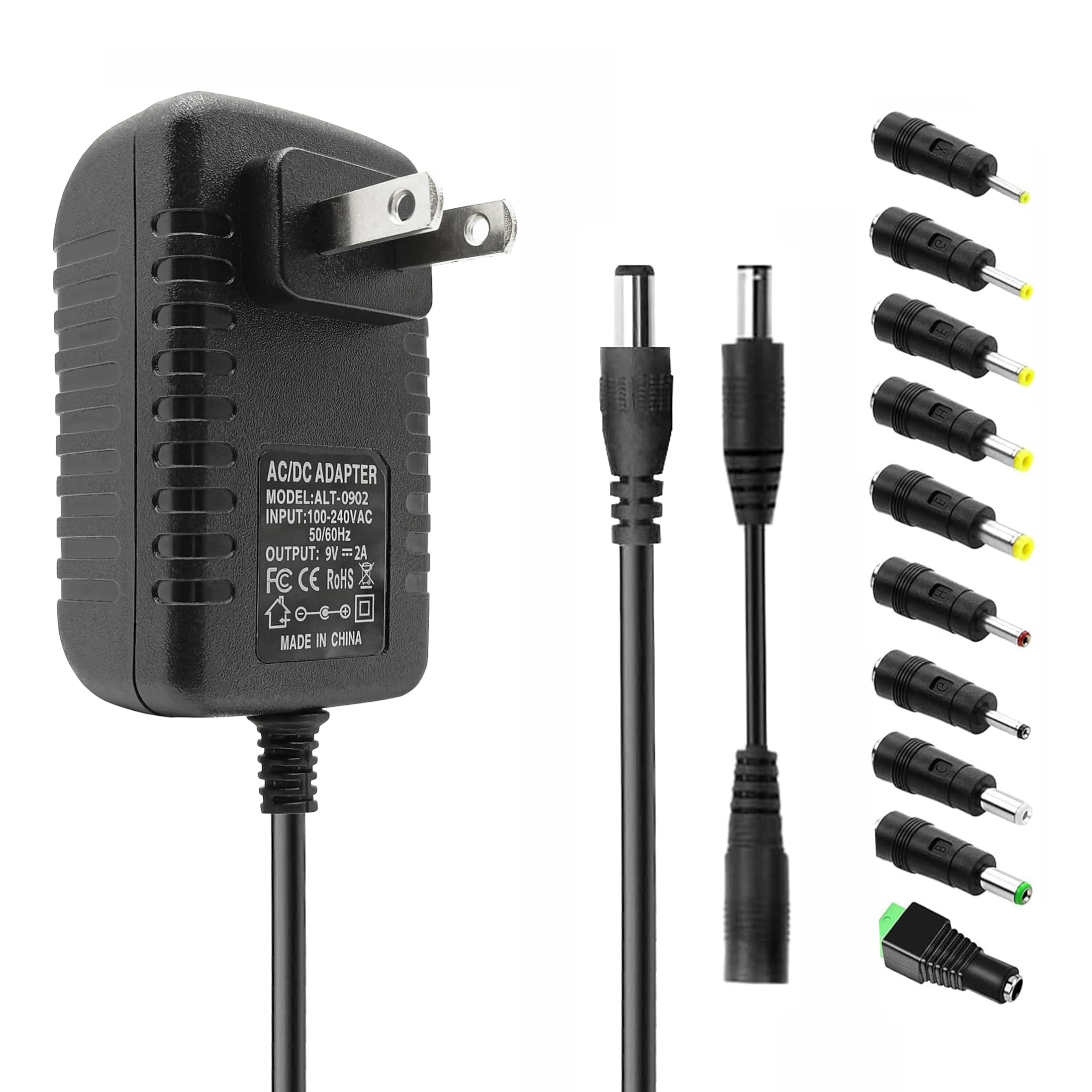 Amazon.com: DC 9V 2A Power Supply 18W AC Adapter 9 Volt 2 Amp