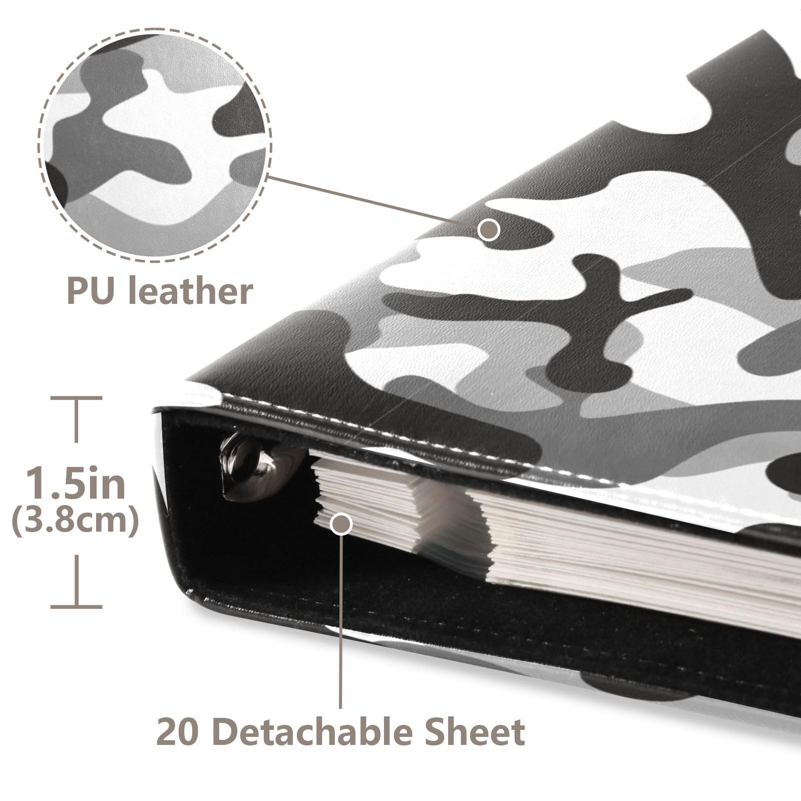 Fotoalbum, Militär, Camouflage, Armee, Schwarz-Weiß, Jagd-Fotobuch, Fotoalbum, selbstklebende Seiten, Kindheit-Fotoalbum, 15,2 x 20,3 cm