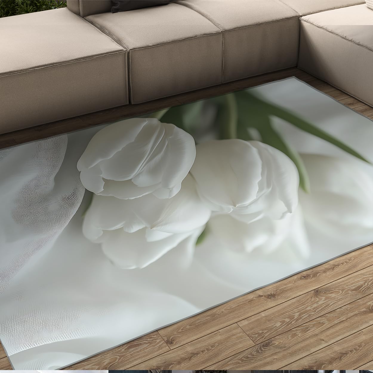 Tapis 120x180 cm doux à poils bas motif floral haut de gamme