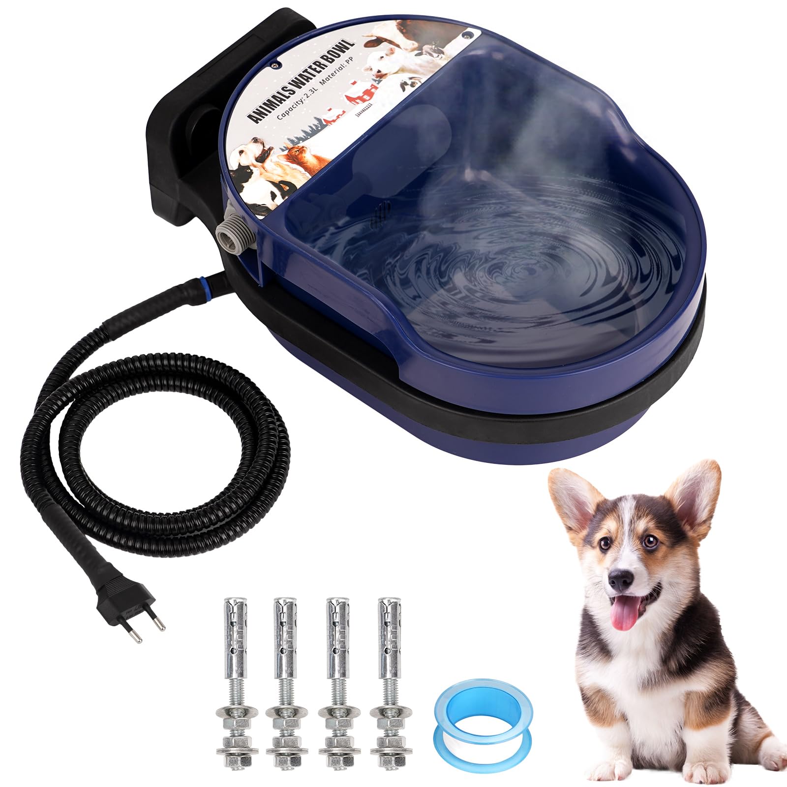 Abbeveratoio Riscaldato Per Cavalli, Abbeveratoio Per Bovini Con Valvola a Galleggiante, Termostato Automatico da 220 Volt, a Prova di Congelamento, Abbeveratoio Riscaldato Per Capre, Bovini e Cani