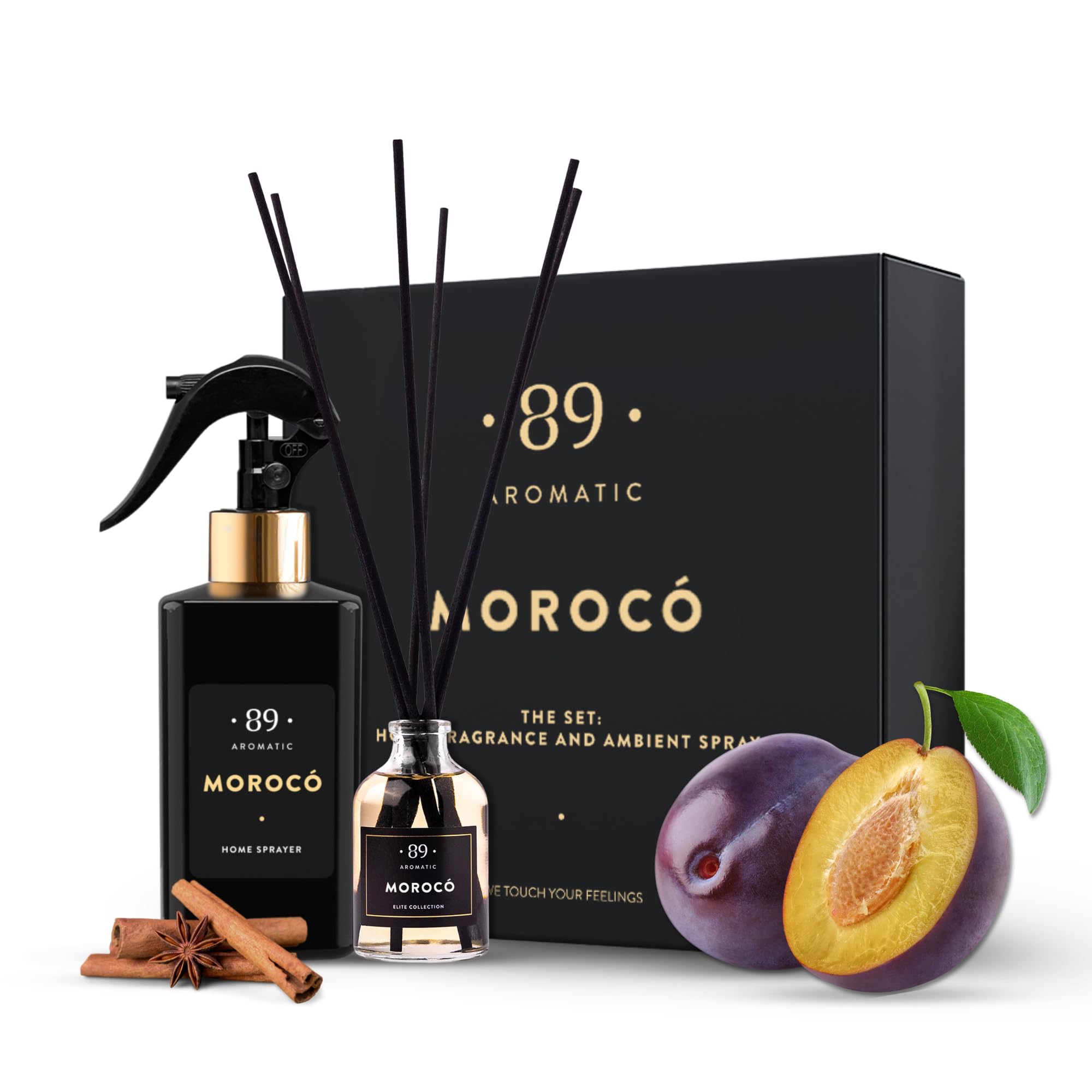 Aromatic •89• Raumduft Geschenkset – Pflaume, Weihrauch & Zimt – Raumspray & Duftstäbchen Diffuser – Raumduft Set, langanhaltender Lufterfrischer & Geschenkidee für Zuhause, Wohnzimmer, Bad & Büro