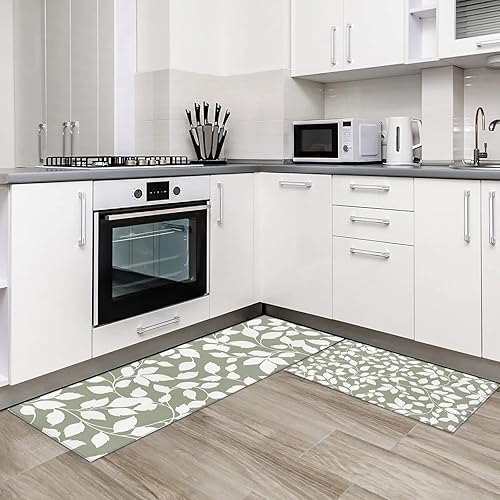 Miniatura 3 de Vine - Juego de 2 tapetes de cocina, acolchados antifatiga, antideslizantes, cómodos, para cocina, 23.6 x 70.9 pulgadas, para el hogar, oficina,