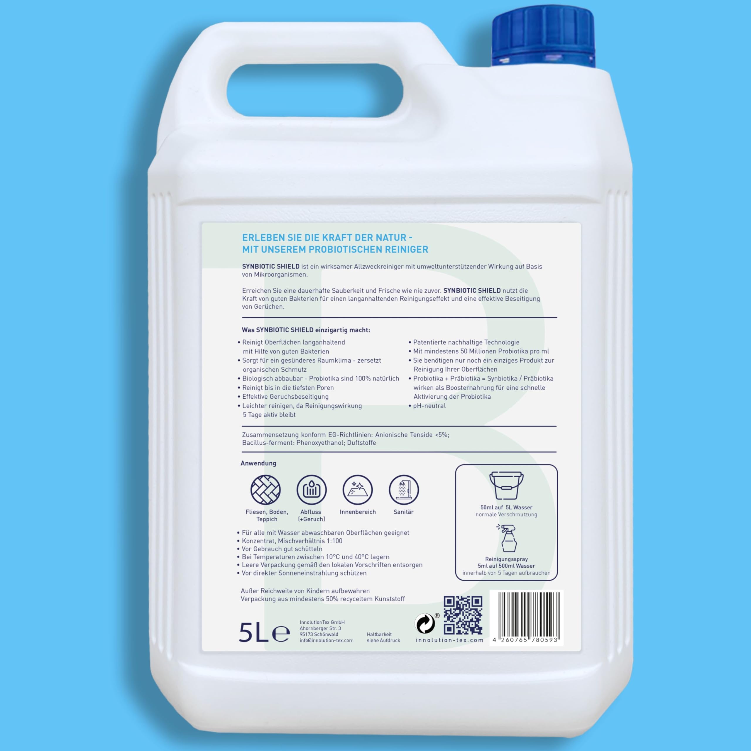Allzweckreiniger probiotisch Konzentrat 5 Liter (Kanister) Multicleaner Pro natürliche Reinigung mit guten Bakterien - Probiotika Enzymreiniger - Haushalt Universalreiniger effektive Mikroorganismen