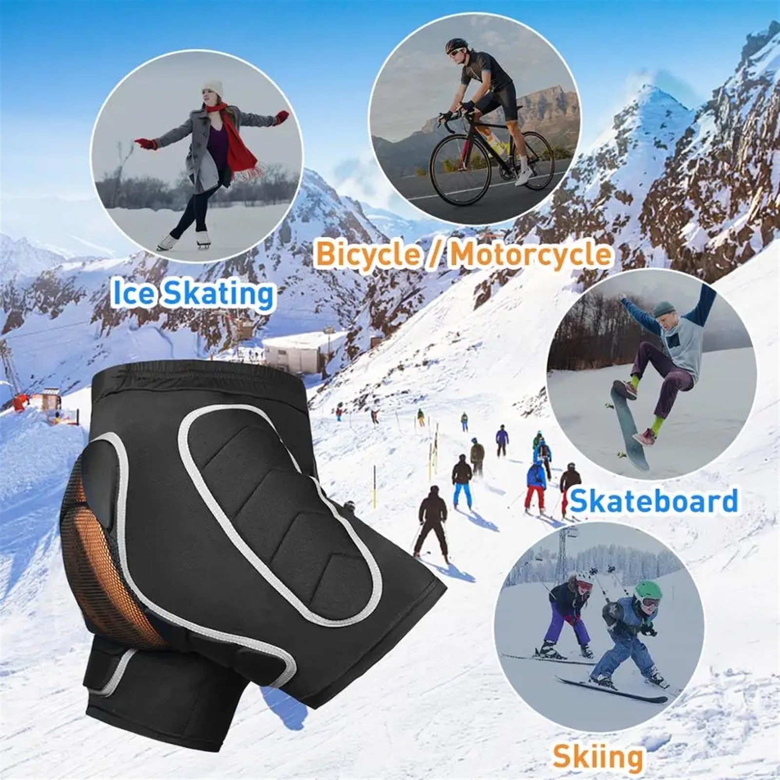 Shorts De Protection Hip Pad Short rembourré de Protection de Ski Équipement de Protection rembourré en EVA 3D for Le Snowboard, Le Skate et Le Ski(XL)