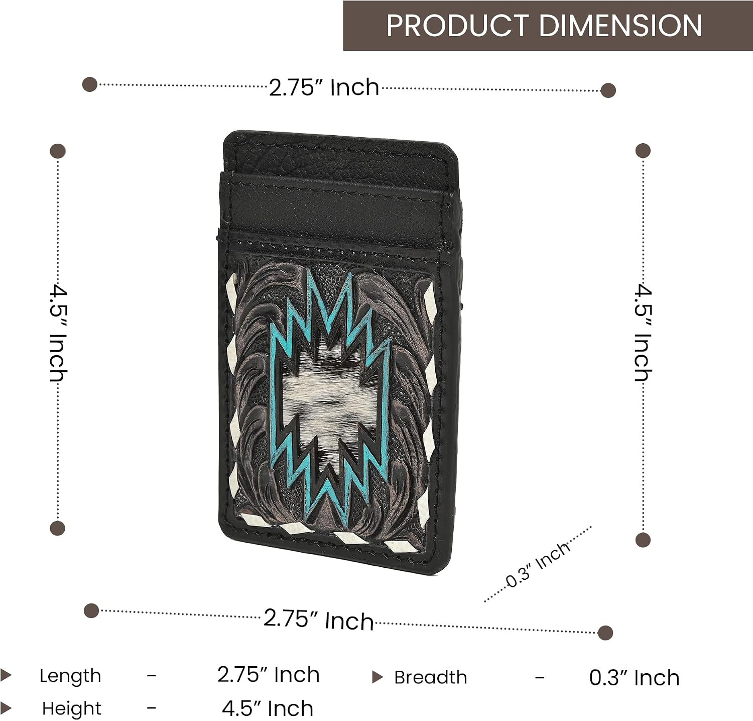 Merbaa Handmade Genuine Leather Card Holder Wallet for Men, Western Aztec Star Design, Slim Front Pocket Card Case, RFID Blocking Minimalist Wallet, Black