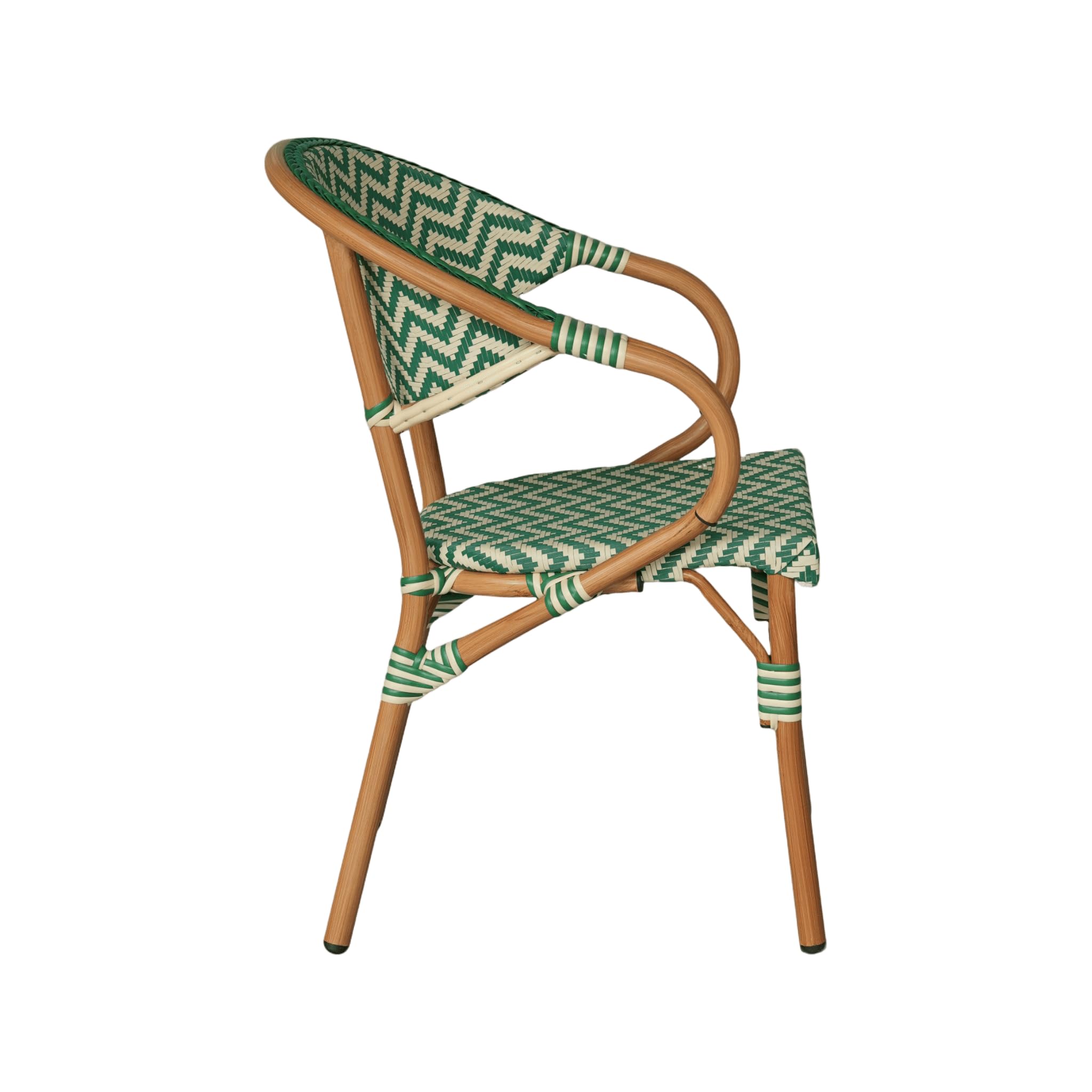 Rebecca Mobili Set de 2 Sillas de Jardín, Sillones de Exterior Apilables, Verde y Blanco, Estructura de Aluminio, Resistentes – Medidas AxANxFON: 84 x 57 x 57 cm – Art. RE7259