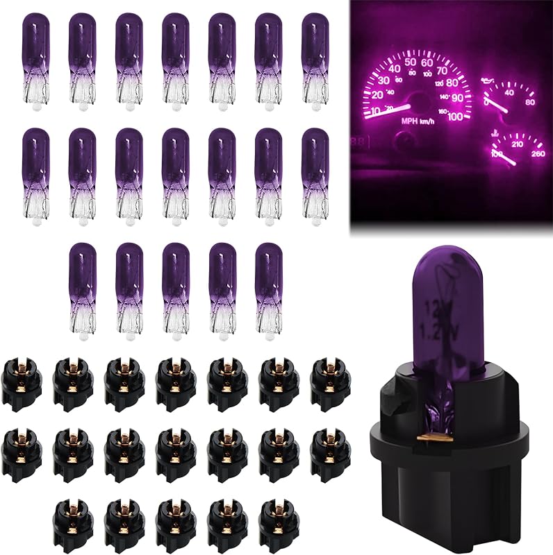 Kit com 20 lâmpadas halógenas T5 17/57/79/86 para painel automotivo Lxsloet, 12 V, roxa