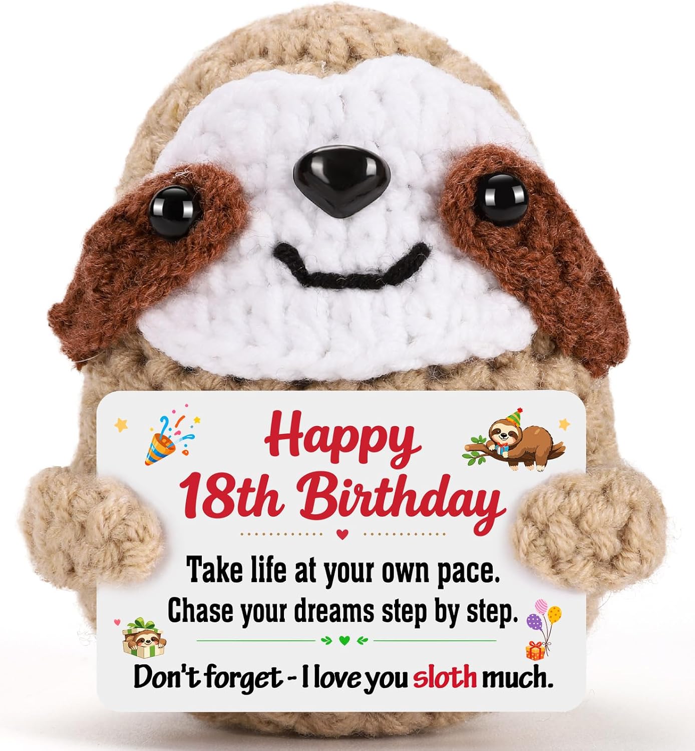 MBL 21st Birthday Gifts Her - Gifts for 21 Year Old Him Women Female Male, Cute Crochet Sloth 21th Bday Party Favors Decorations Present for College Students Son Daughter Friends