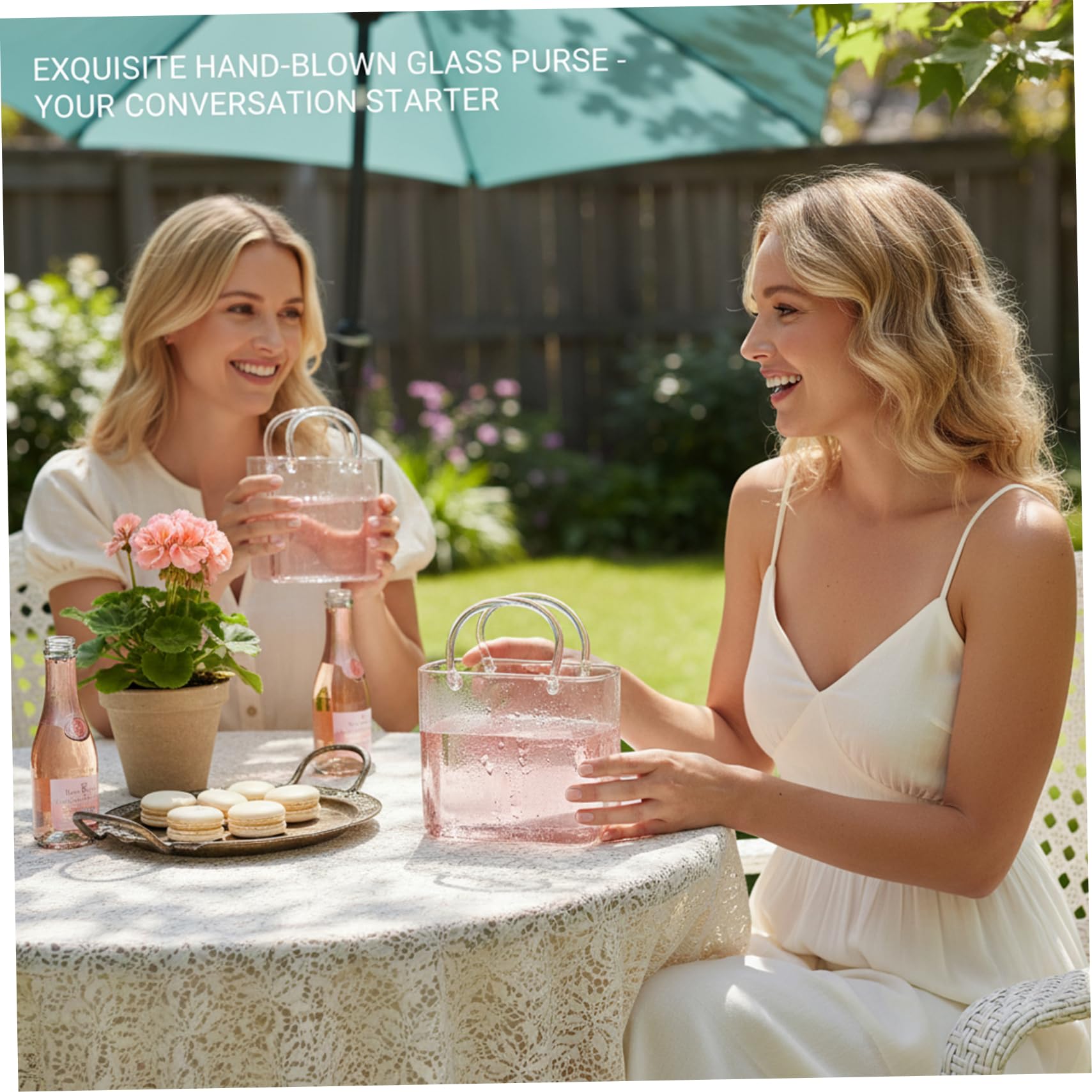Glasgeldbörse für Getränke, 770 ml, einzigartige Trinkgläser, Handtaschen-Design, Cocktailbecher für Saft, klares Borosilikat, 4 Stück