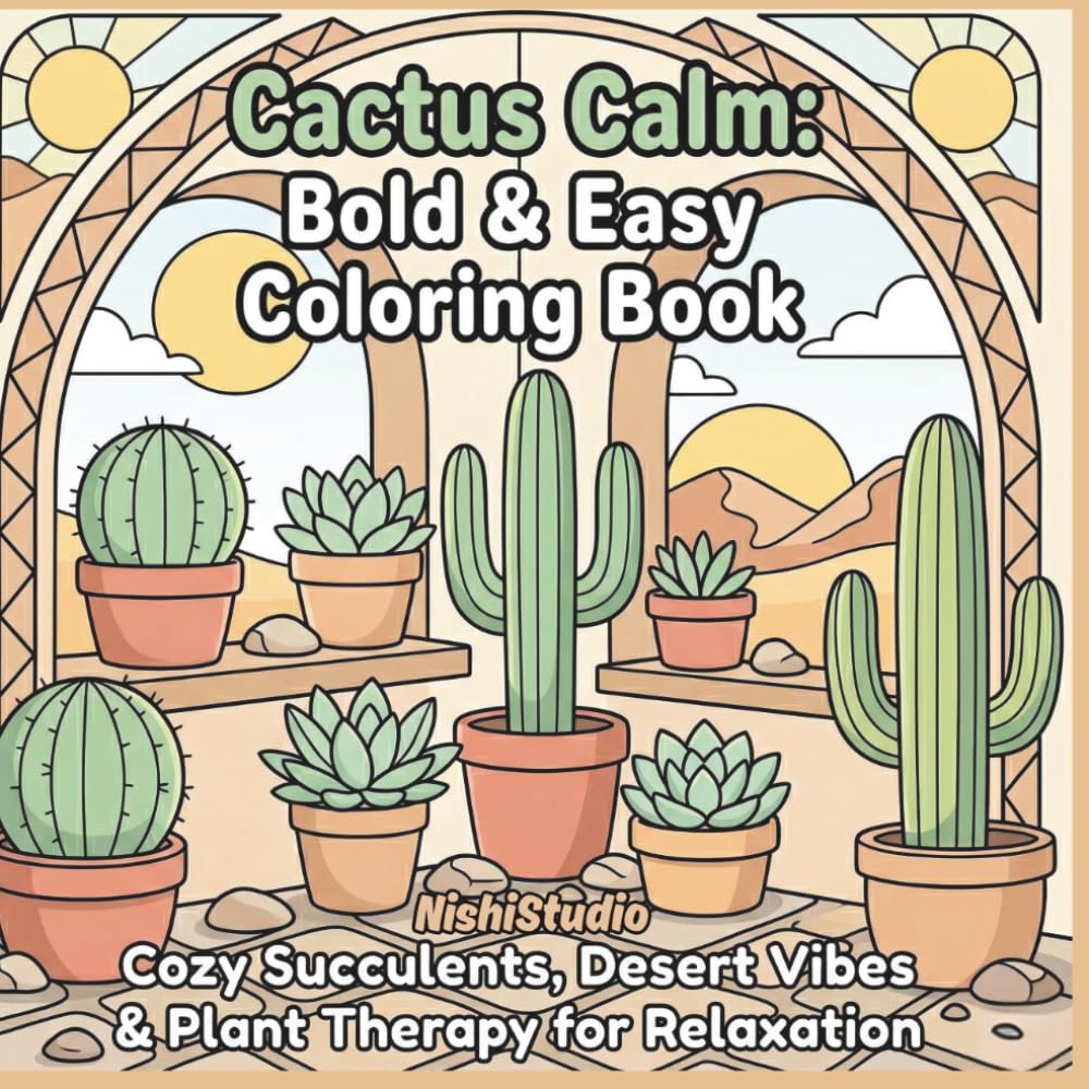 Cactus Calm: Bold & Easy Coloring Book: Cozy Succulents, Desert Vibes & Plant Therapy for Relaxation