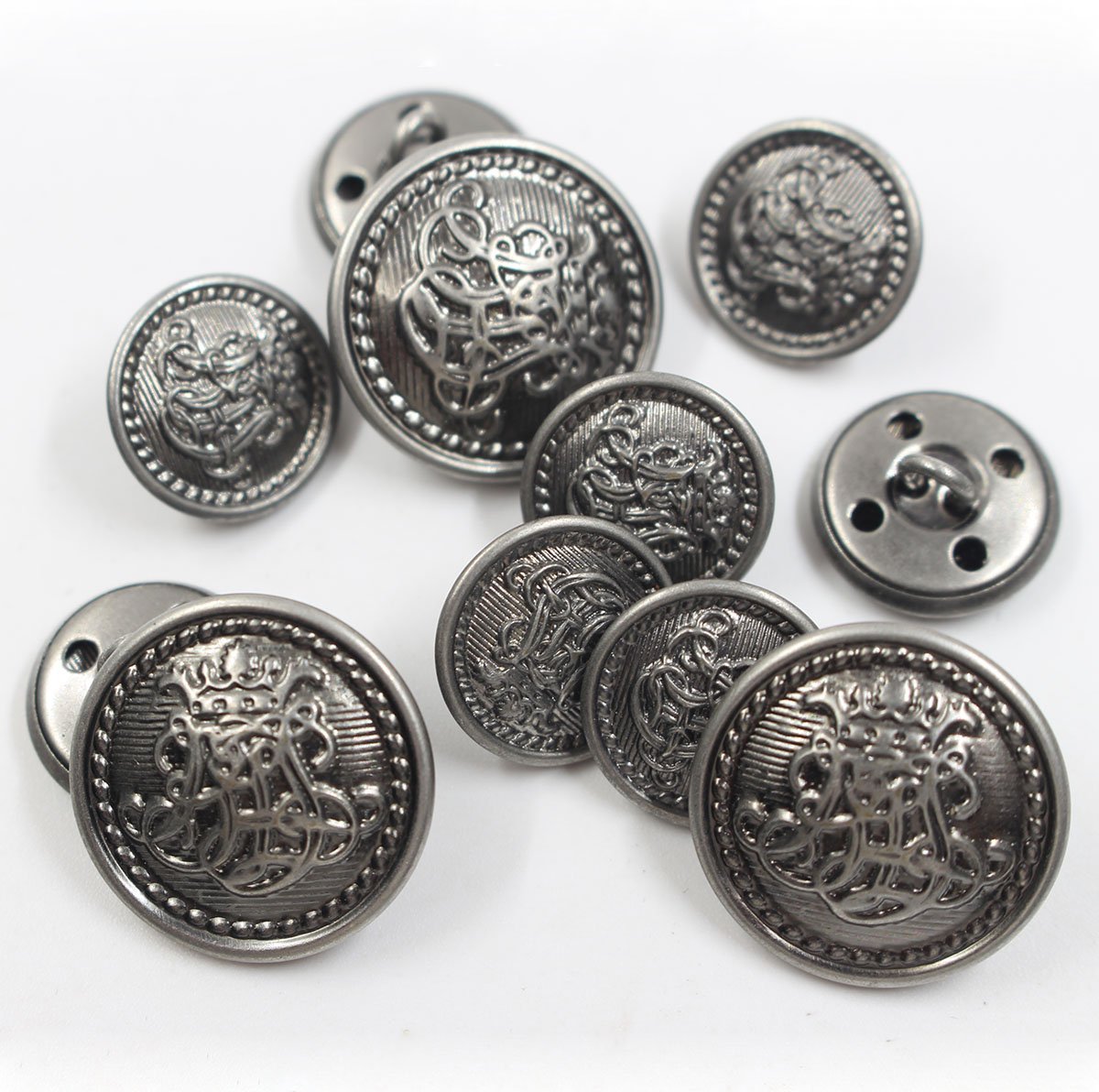 11 Piece Vintage Antique Brass (Bronze) Metal Blazer Button Set King