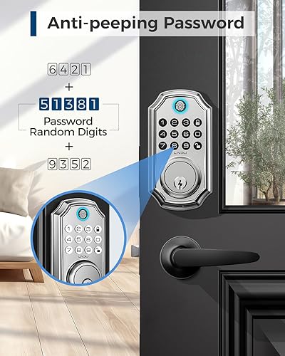 Miniatura 5 de Cerradura de puerta de entrada sin llave con juego de asa, control de aplicación con teclado Deadblot con asa, LNDU 100 códigos de cerradura de