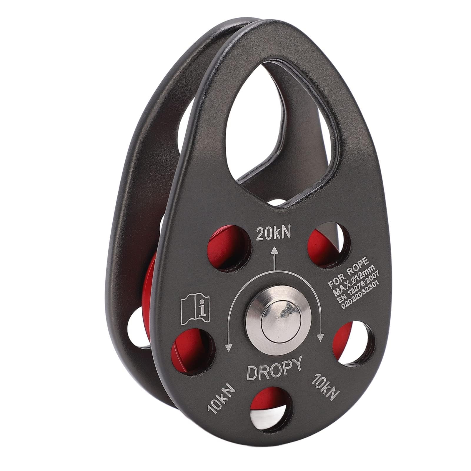 HERCHR Rock Climbing Pulley, 20KN Lightweight Rock Climbing Pulley Aluminum Alloy Heavy Duty Single Pulley Fixed Swing Pulley Rescue Side Swing Pulley for Hauling Rigging Rescue Tree Climbing