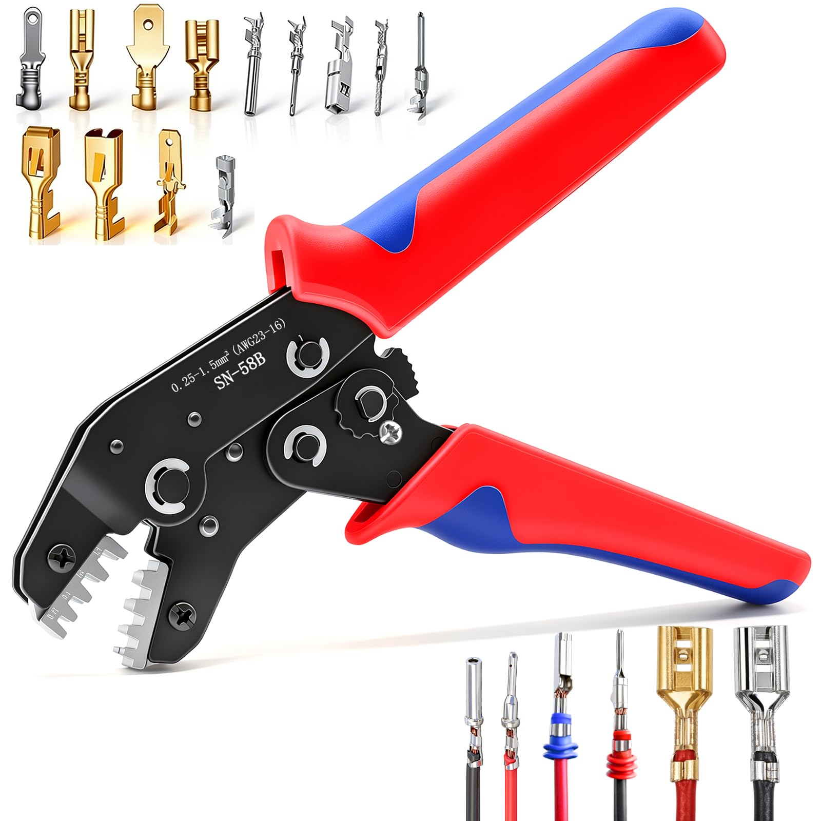 Twidec/Wire Crimper Tool With Stripper Cutter,Multifunctional Crimping Pliers Terminal Pliers For Insulated Electrical Connectors(22-10 AWG) N-060 — Amazon image 8