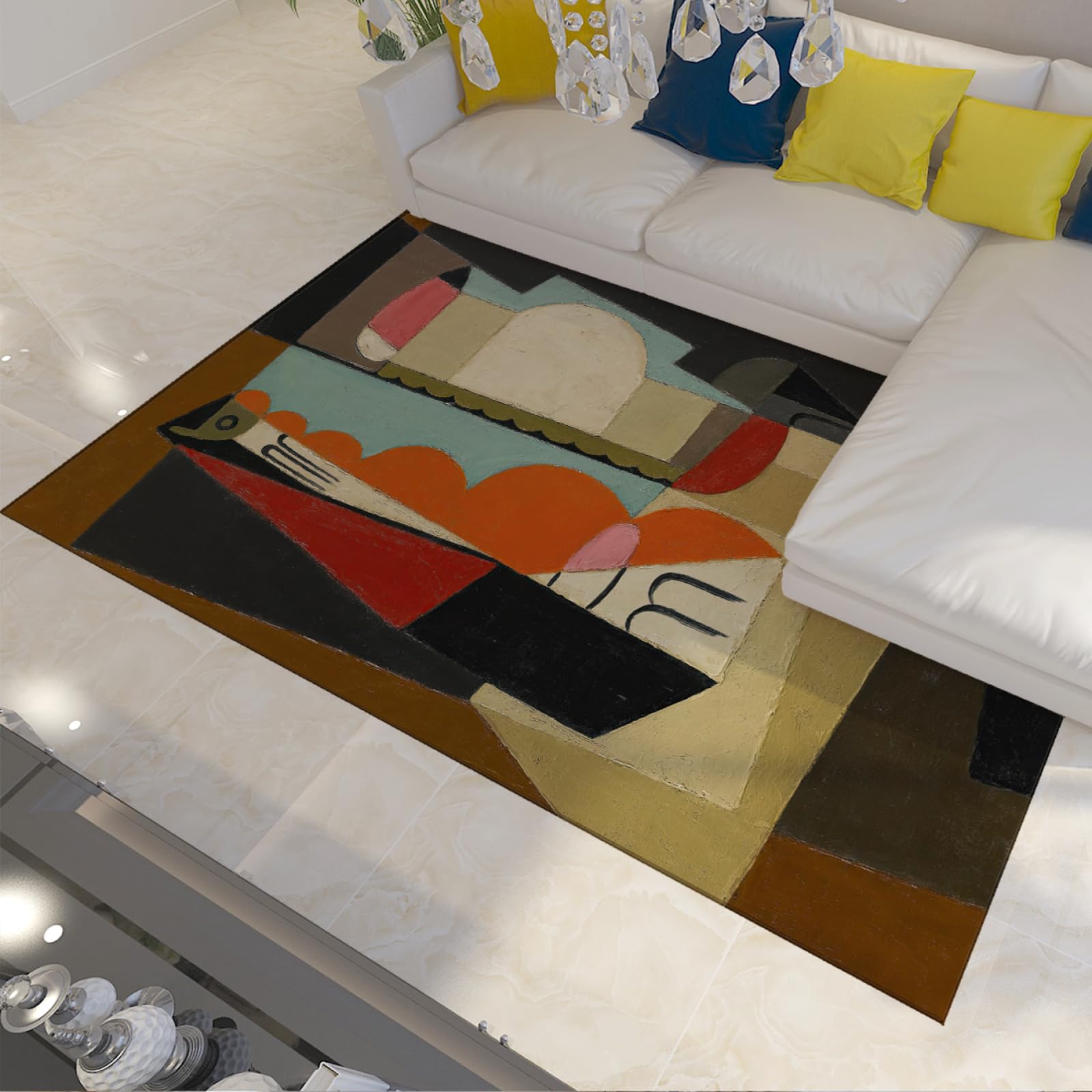 Cienkie kolorowe klocki dywany 100 x 200 cm Cubiste Martwa natura Słynne wydruki Malarstwo Dywany wewnętrzne do kuchni Salon Sypialnia Biuro