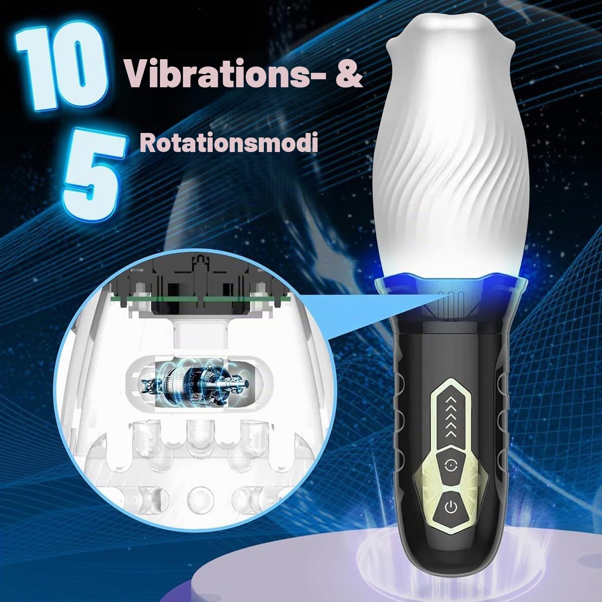 Elektrischer Masturbator Cup Sex Spielzeug mit 5 Rotationsmodi und 10 Vibrationsmodi für Die Männer Solo Taschenmuschi Blowjob Penis Masturbatoren mit 3D Realistischer Vagina Pussy Sex Toyset Herren