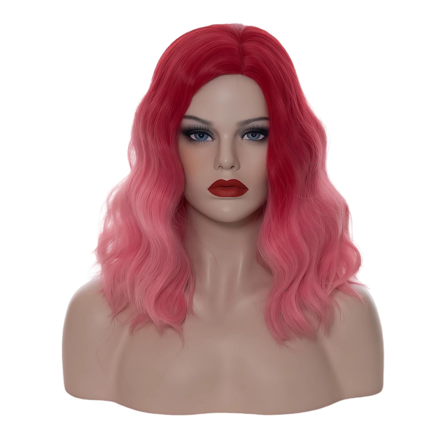 Cying Lin Short Bob Wavy Curly Wig Light Blue Ombre White Wig For Women Cosplay Halloween Wigs Heat Resistant Bob Party Wig Include Wig Cap (Light Blue Ombre White)