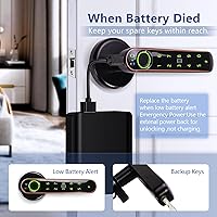 Vista 5 de 5-in-1 Unlock - Fingerprint, Bluetooth, Code, IC Card, Key Fingerprint Door Lock, Smart Door knob,Biometric Door Lock for Bedroom Home Hotel Office