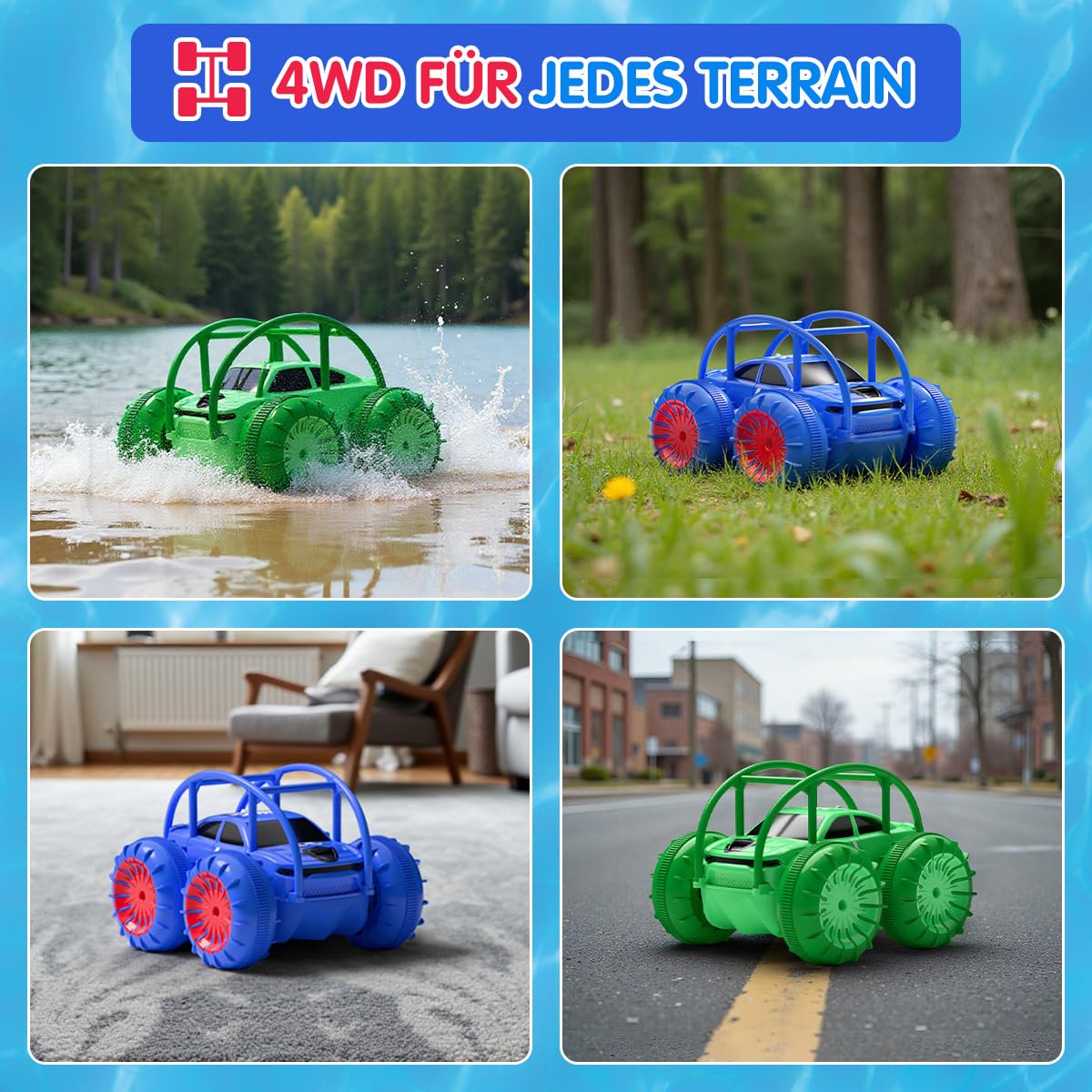 ifollower Coche teledirigido de Carga Directa 2.4GHz 4x4 Monster Truck Drift Cars con luz LED Rotación de 360° Juguetes acuáticos al Aire Libre Regalo Niña Niño 3-12 Años