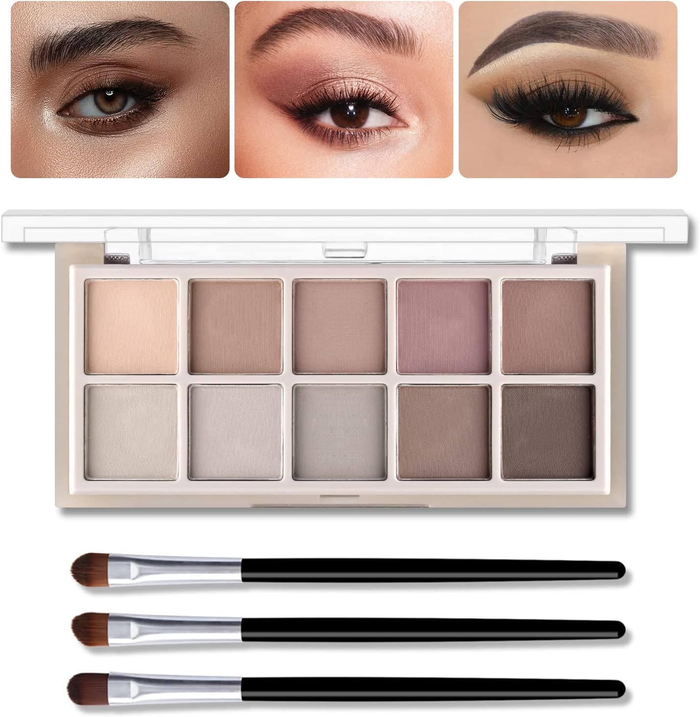 KYDA 10 Colors Eyeshadow Palette, Dark Gray and Black Eyeshadow Palette Makeup, Matte Color Series Eyeshadow, Wterproof Long Lasting High Pigment Eyeshadow Palette with Eyeshadow Brush, 4 Piece Set