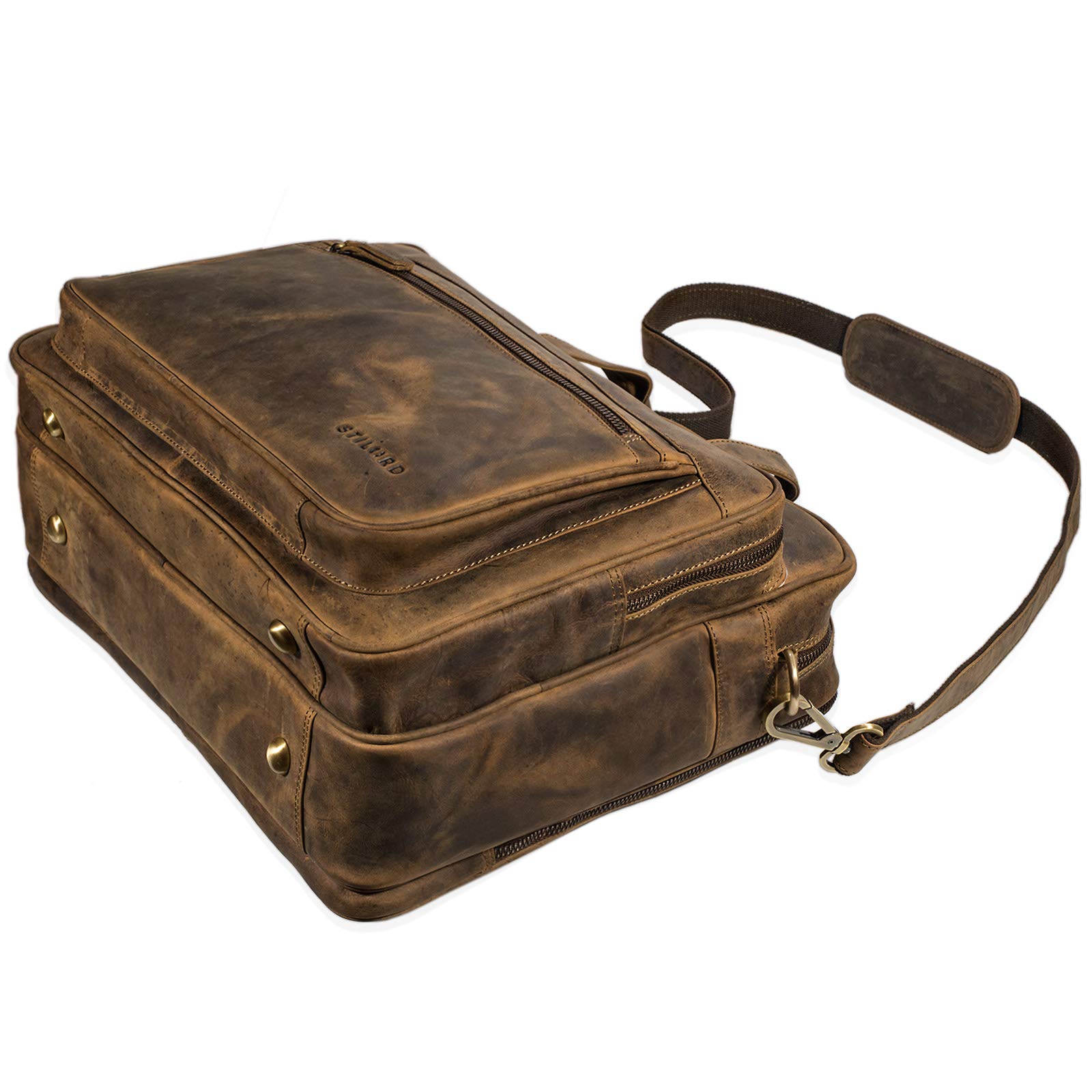 STILORD Walt Sac d'affaires en Cuir Cartable de Professeur Sac d'enseignant Porte-Documents Sacoche d'ordinateur Couleur:Marron Moyen