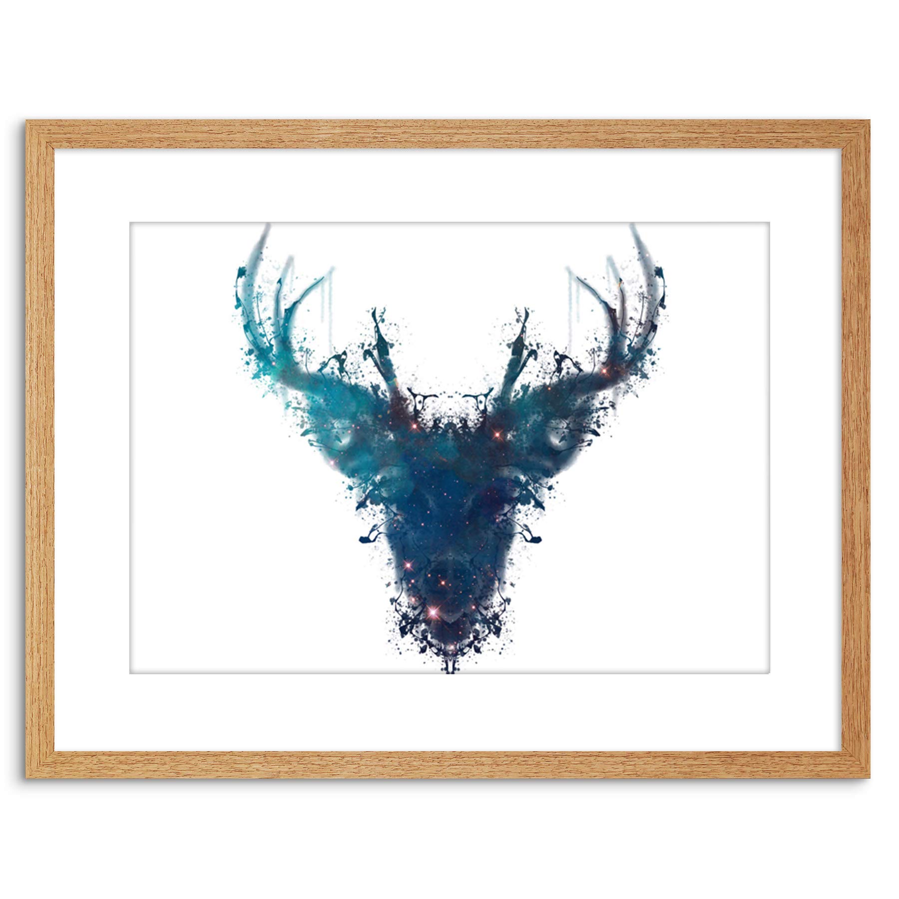 Wee Blue Coo Ink Splat Deer Stag Gift New Framed Wall Art Print