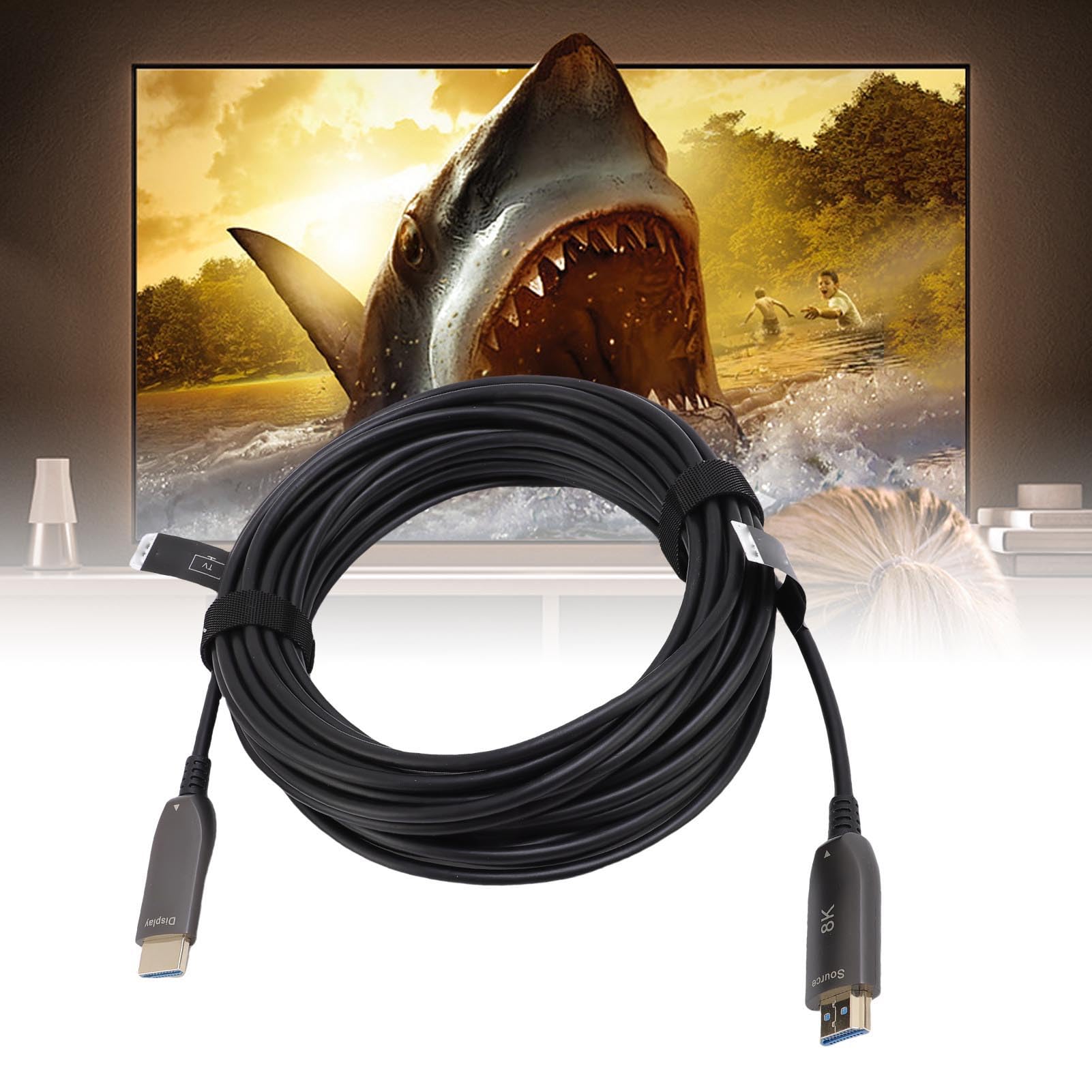 YWBL-WH Cavo HDMI in Fibra Ottica 8K, 10 M 32,8 Piedi HDMI 2.1 48 Gbps con Connettori Placcati Oro, per Monitor TV Home Cinema