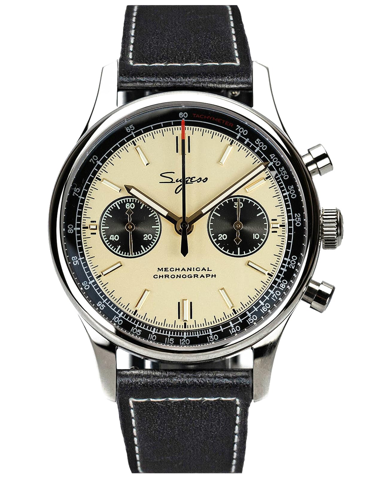 GenericSUPANK301SN 40MM Gold SWAN Neck Chronograph Pliot Chrono Heritage Seagull ST1901 Movement Sapphire Crystal Men's Watch 1963
