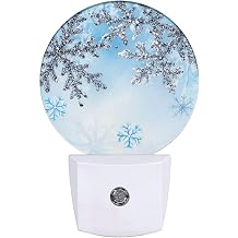 Mugod Winter Snowflakes Plug-in Nightlights Merry Christmas Night Light Plug into Wall with Dusk-to-Dawn Sensor LED Lighting 0.5W Sleep-Friendly