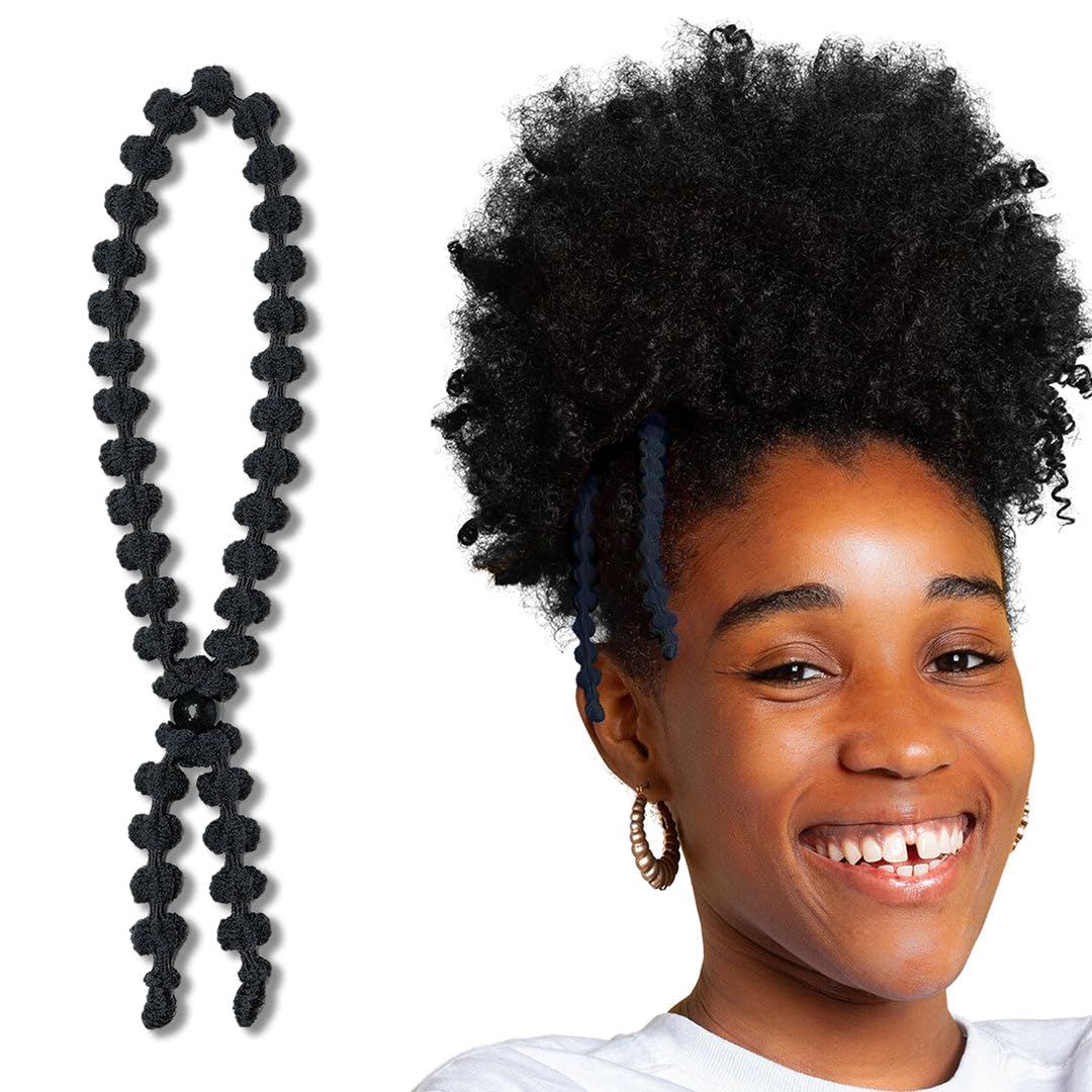 Bunzee Bands - Heavy Duty Large Black Plush hair ties for Thick