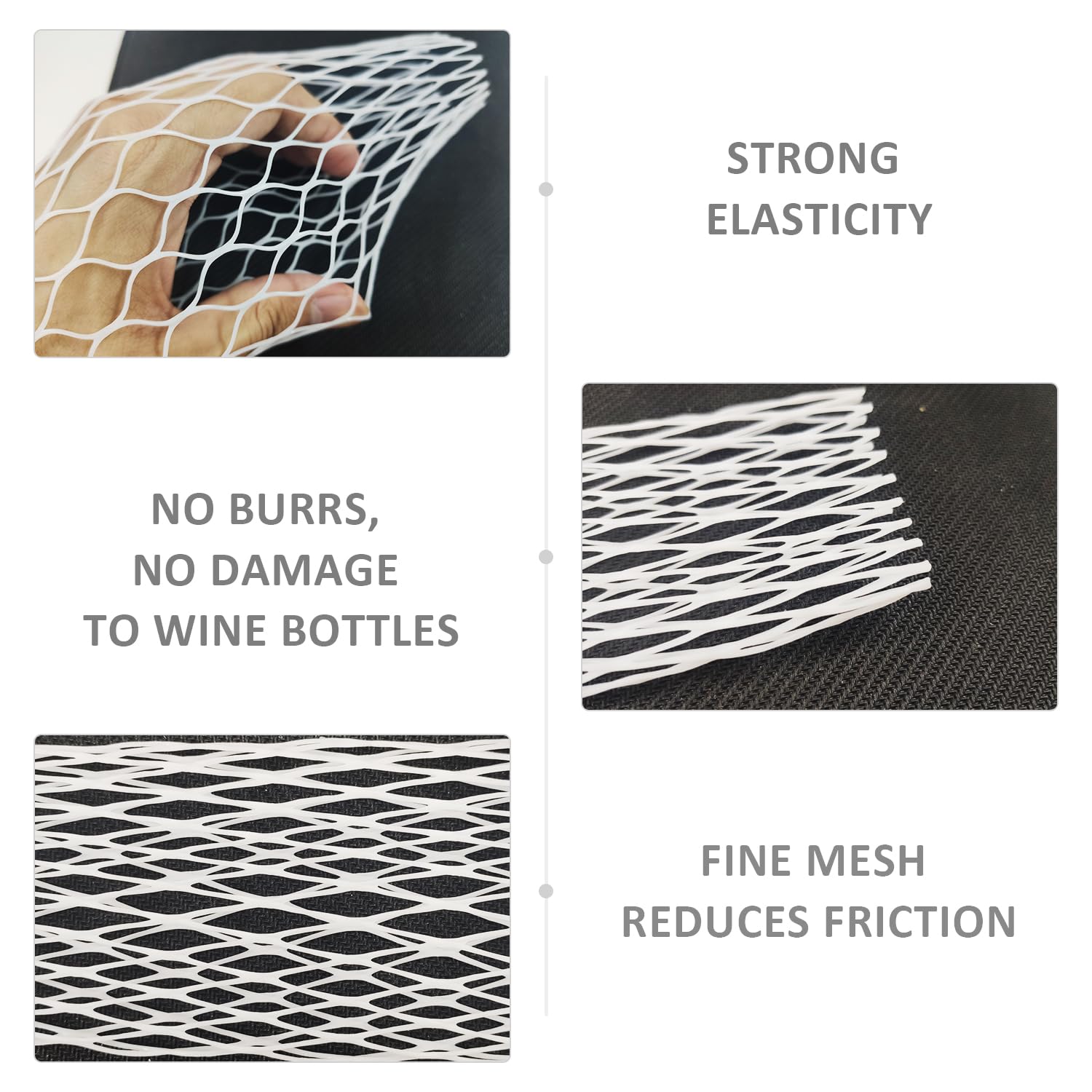 MEMOFYND 35pcs Wine Bottle Protective Nets, Anti Dent & Scratch, Elastic, White, 21cm - Image 4