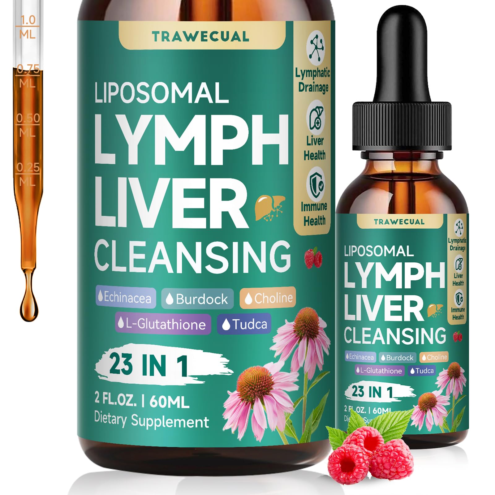 23-in-1 Liposomal Lymphatic Drainage Drops, Liver Cleanse Detox & Repair