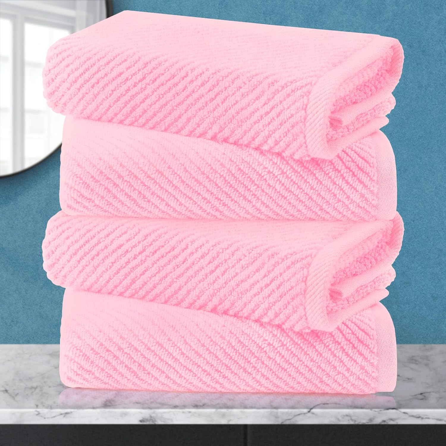 VOOVA & MOVAS Bathroom Hand Towels Set of 4, Large 18" x 28