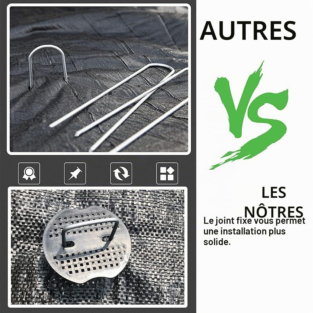 Bakulyor Lot de 100 piquets de jardin galvanisés de 15.2 cm pour pelouse et paysage, calibre 11, piquets de sol pour clôture de mauvaises herbes, agrafes robustes en forme de U, 15.2 cm