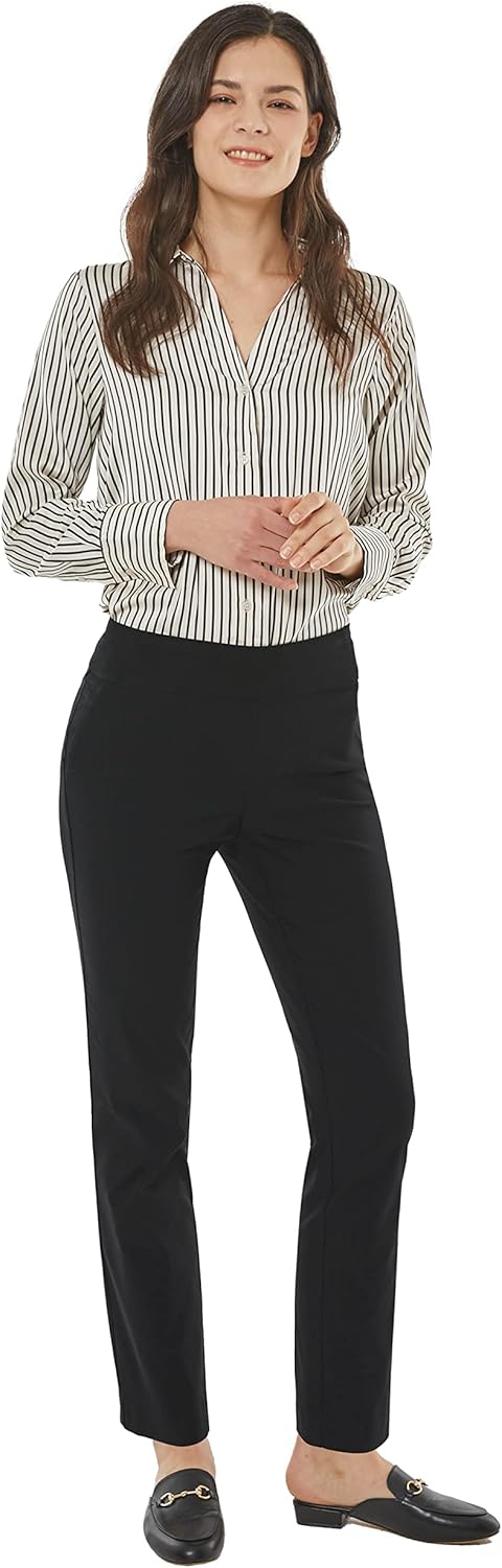 May You Be Women’s Super Stretch Straight Fit Comfy Pull-On Business Casual Pants - Image 2