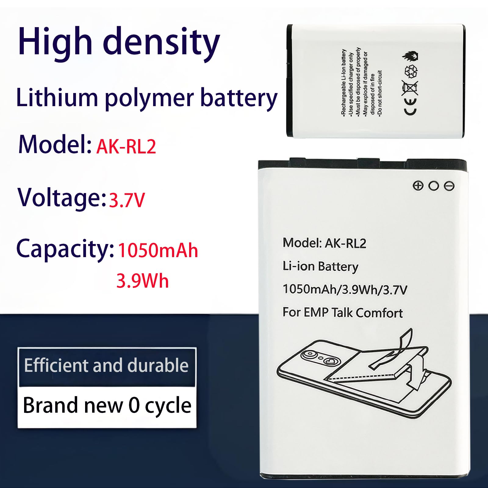 cellePhone Batterie Li-ION Compatible avec Emporia Essence Plus/Talk