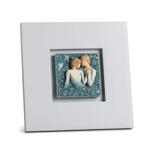 Willow Tree Duet Framed Plaque, Sculpted Hand-Painted Bas Relief in