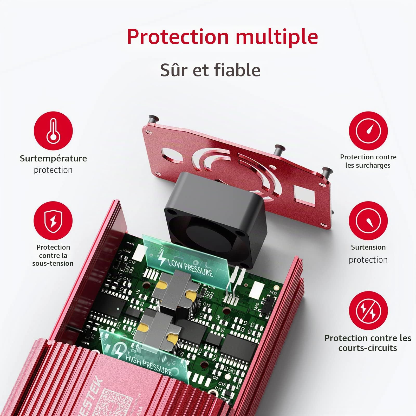 BESTEK Convertisseur 12V 220V 240V 300W Onduleur de Voiture Chargeur Allume-Cigare avec 1 AC Prise et 2 Ports USB 4,8A pour Pad Phone Tablette Voiture Camion et Plus