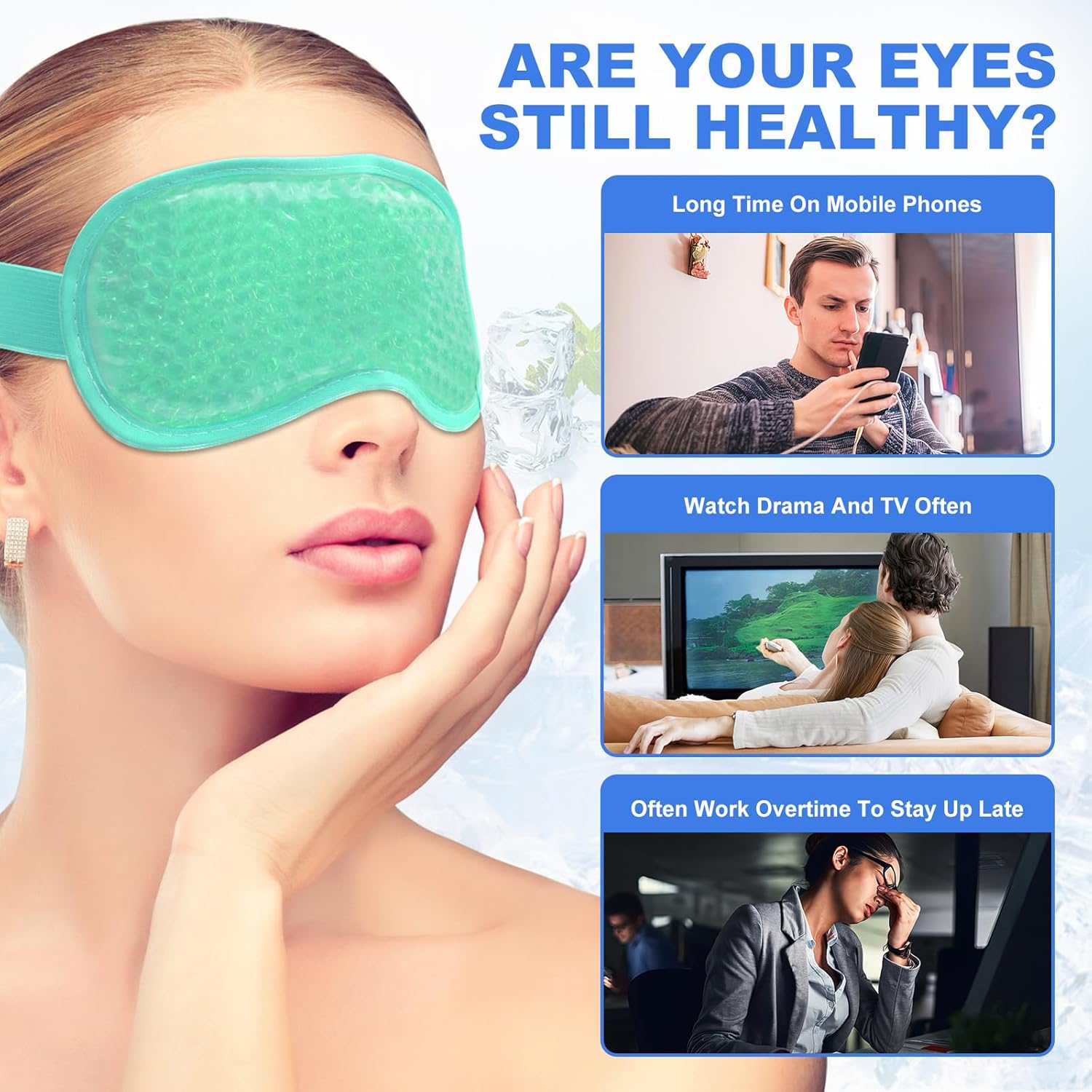 candyfouse 2Pack Cold Cooling Eye Mask, Reusable Hot Colder Therapy Gel Bead with Plush Backing for Puffiness Migraine Stress Relief Skin Care Dry Eyes - Image 5