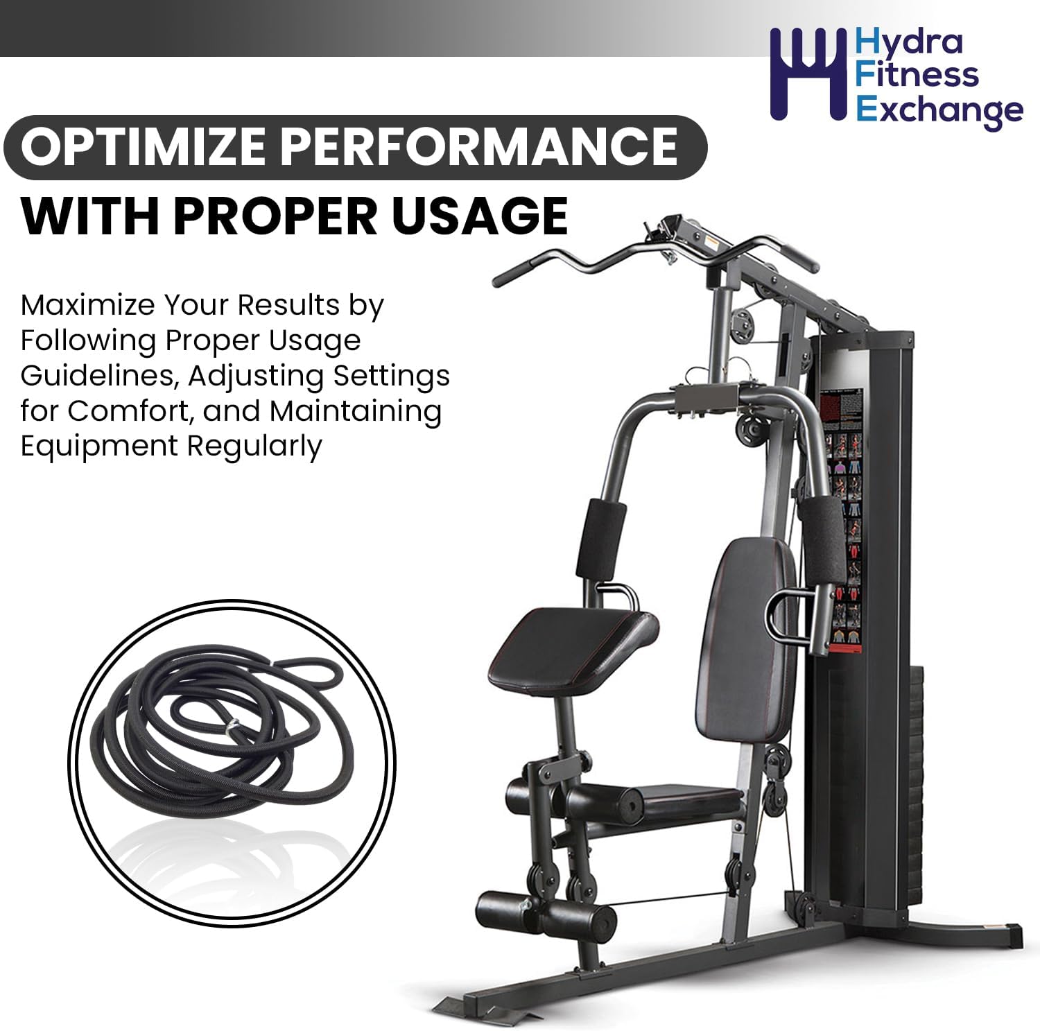 Hydra Fitness Exchange Heavy-Duty Tension Floating Pulley Bungee Cord 72" x 3/16" Elastic Cable Replacement for Fitness Equipment, Durable Rubber Cord for Home Gym & Exercise Machines - MPN 6271801