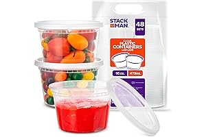 [48 Sets -16 oz.] Plastic Deli Food Storage Containers with Airtight Lids...