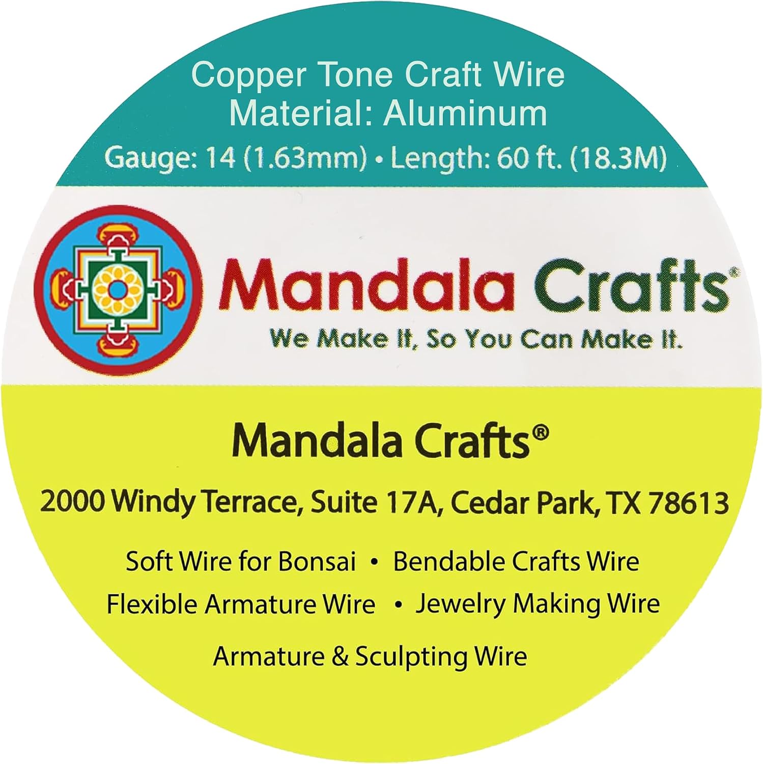 Mandala Crafts 14 Gauge Copper Tone Anodized Aluminum Craft Wire, 60 FT image 3