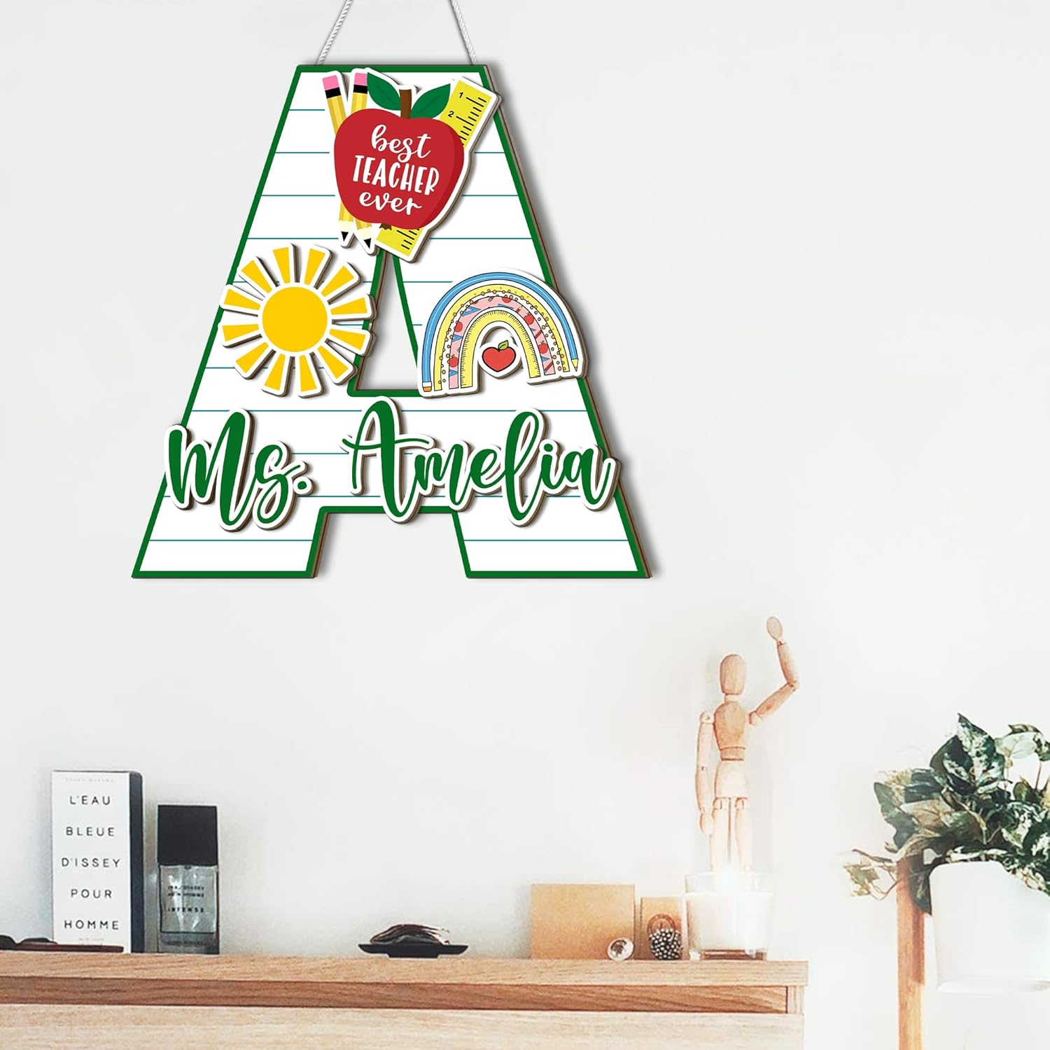 MeMate Teacher Name Sign, Personalized Door Signs for Classroom, Teacher Appreciation Gifts, Back To School Gift for Teachers, Classroom Decorations (06)