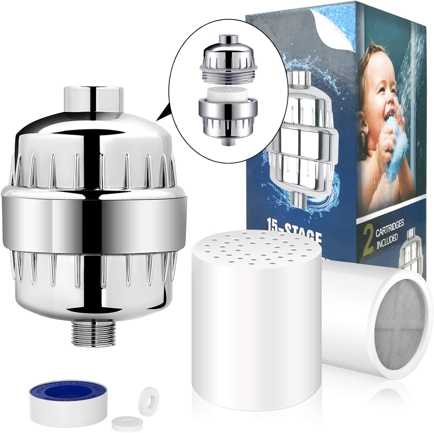 High Output Shower Filter,Shower Head Filter for Hard Water, shower