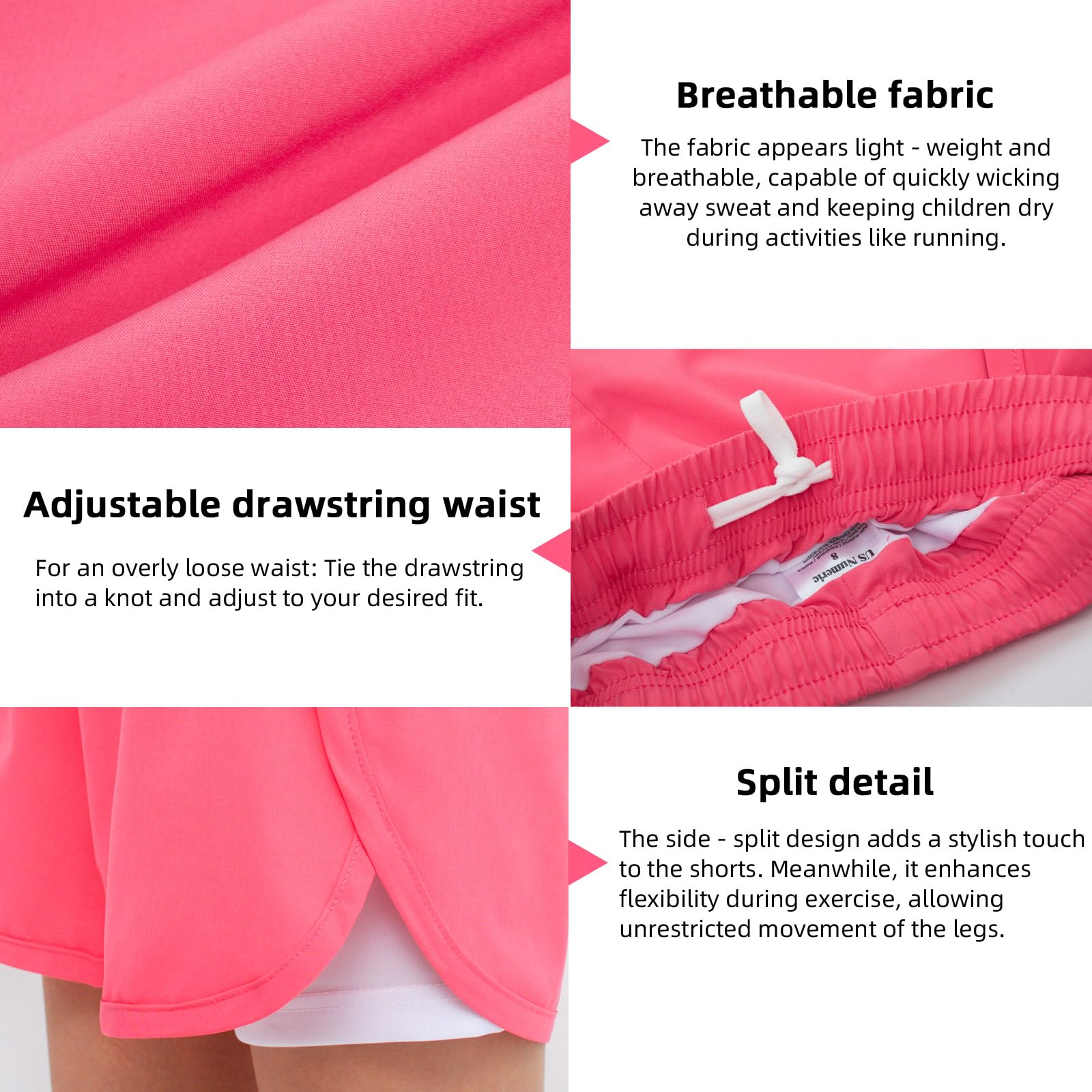MEILONGER Bañador para niña 2 en 1, bañador para niños, corto, ligero, informal, traje de baño con pantalones interiores de compresión, cordón ajustable