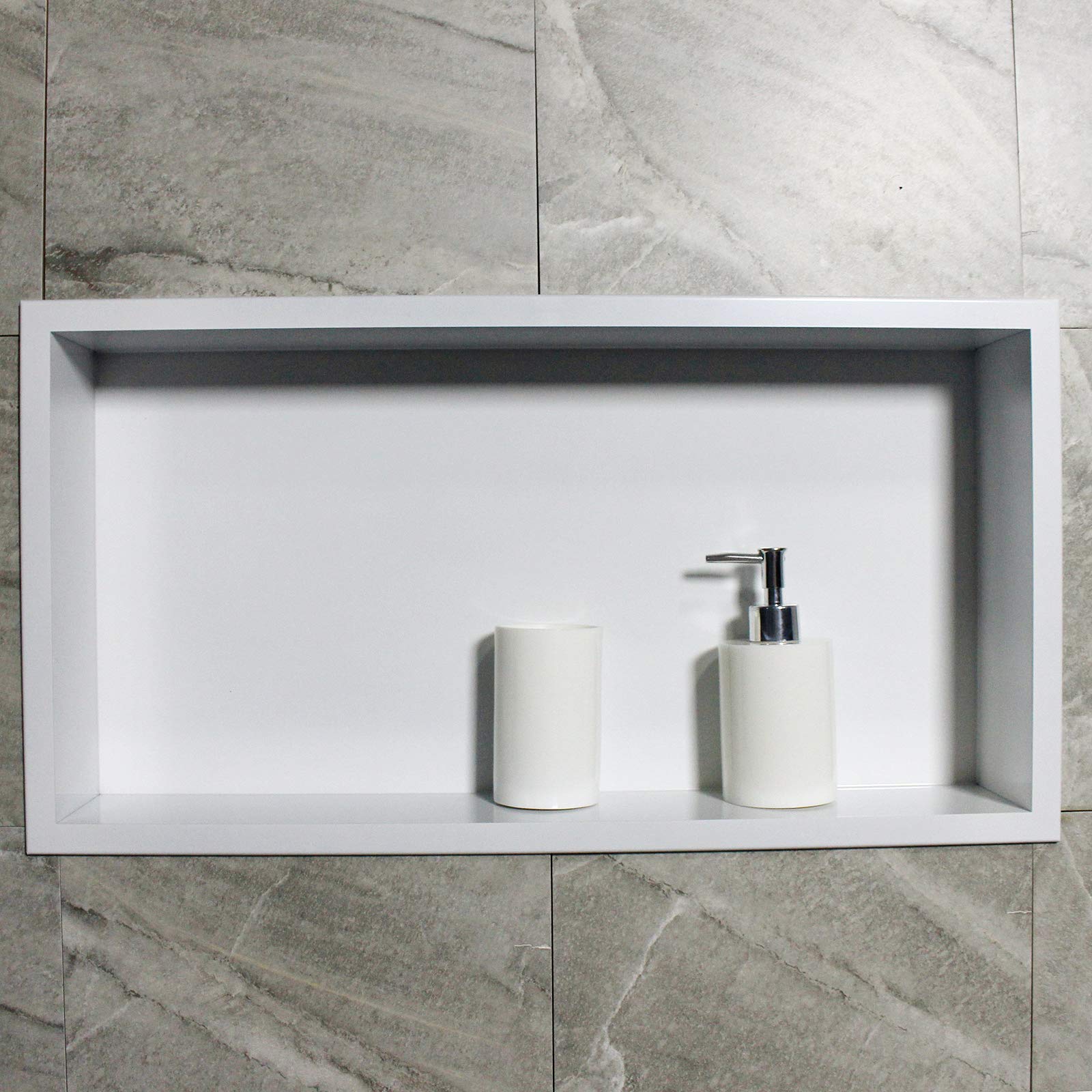 Bernstein Wandnische aus Edelstahl BS603010-60 x 30 x 10 cm - Duschablage für Badutensilien - Flexibler Einbau - in den Farben Schwarz, Weiß und Edelstahl erhältlich