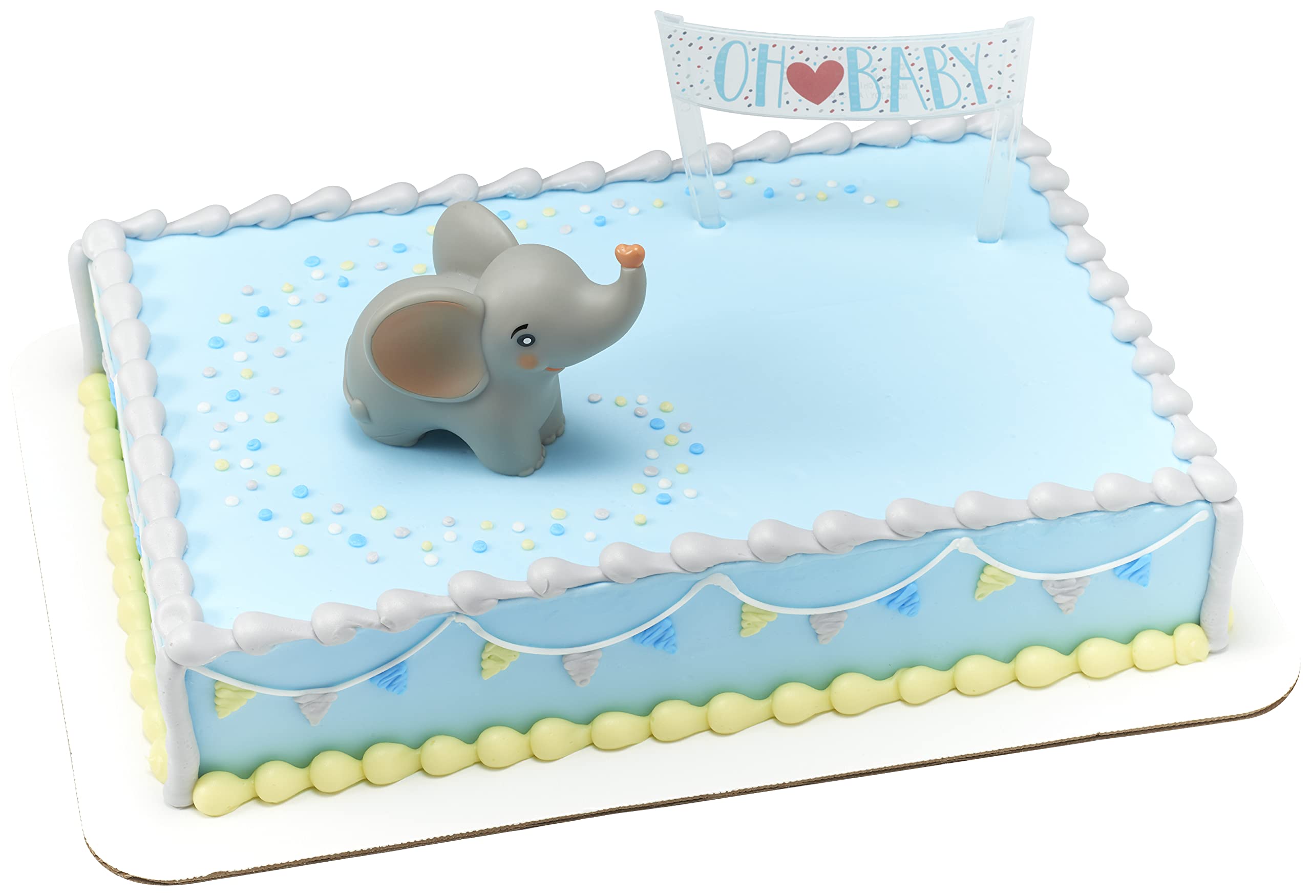 Cute Baby Elephant Fondant Cake Topper and 6 Fondant Balloons, 3D