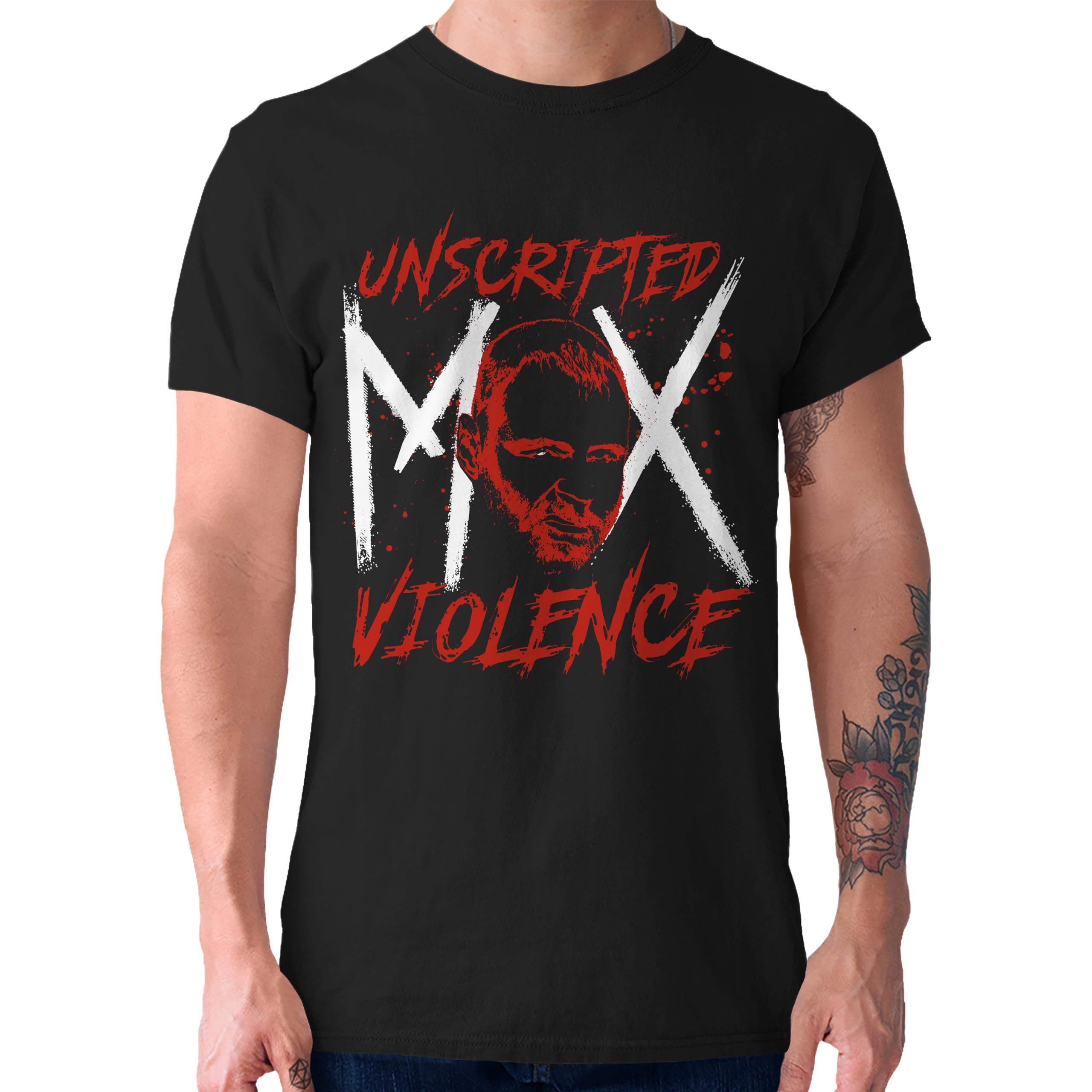 AEW Jon Moxley Unscripted Violence Mens and Womens Short Sleeve T-Shirt